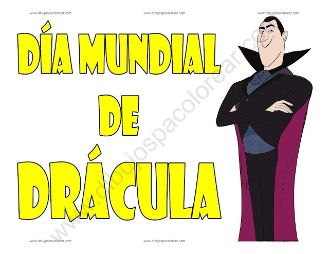 Día Mundial de Drácula dibujo a color y para colorear